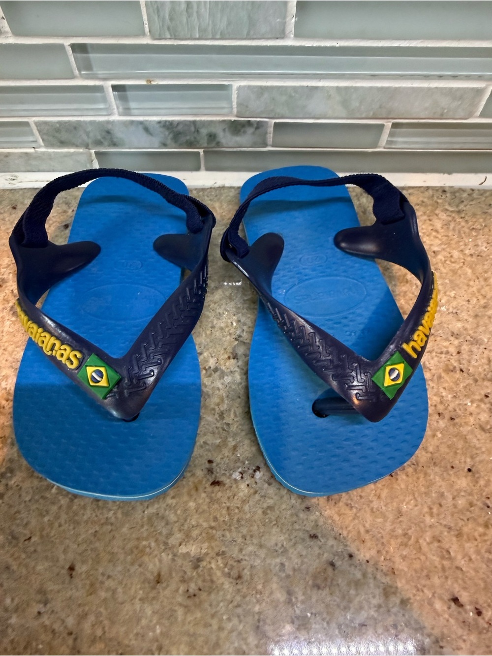 Havaianas Baby Boy Sandals in Blue with Brazil Flag